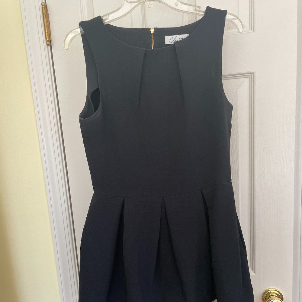 Closet London Fit and Flare Black dress with lace trim, size 14UK/~12 US